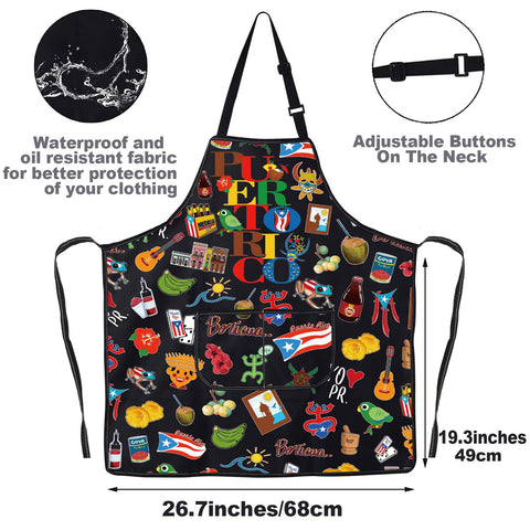 G2TUP Puerto Rico cooking apron print design adds festive flair for gatherings.