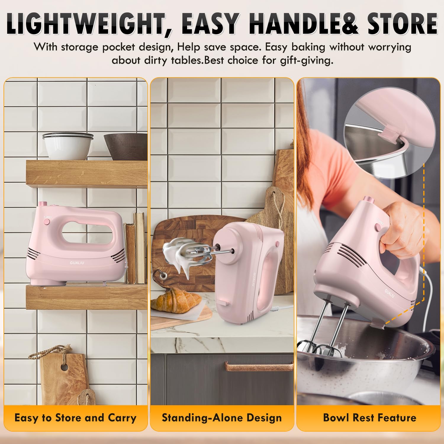 GUALIU ergonomic non-slip handle for comfortable use