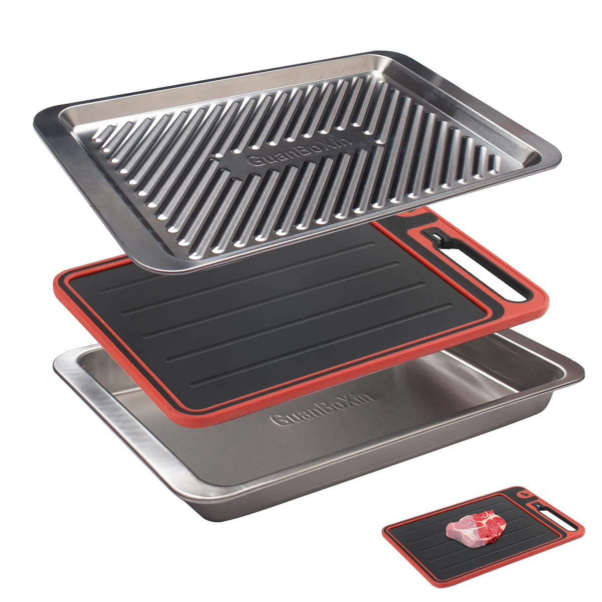 GuanBoXin marinade container with lid for convenient marinating and safe transport.