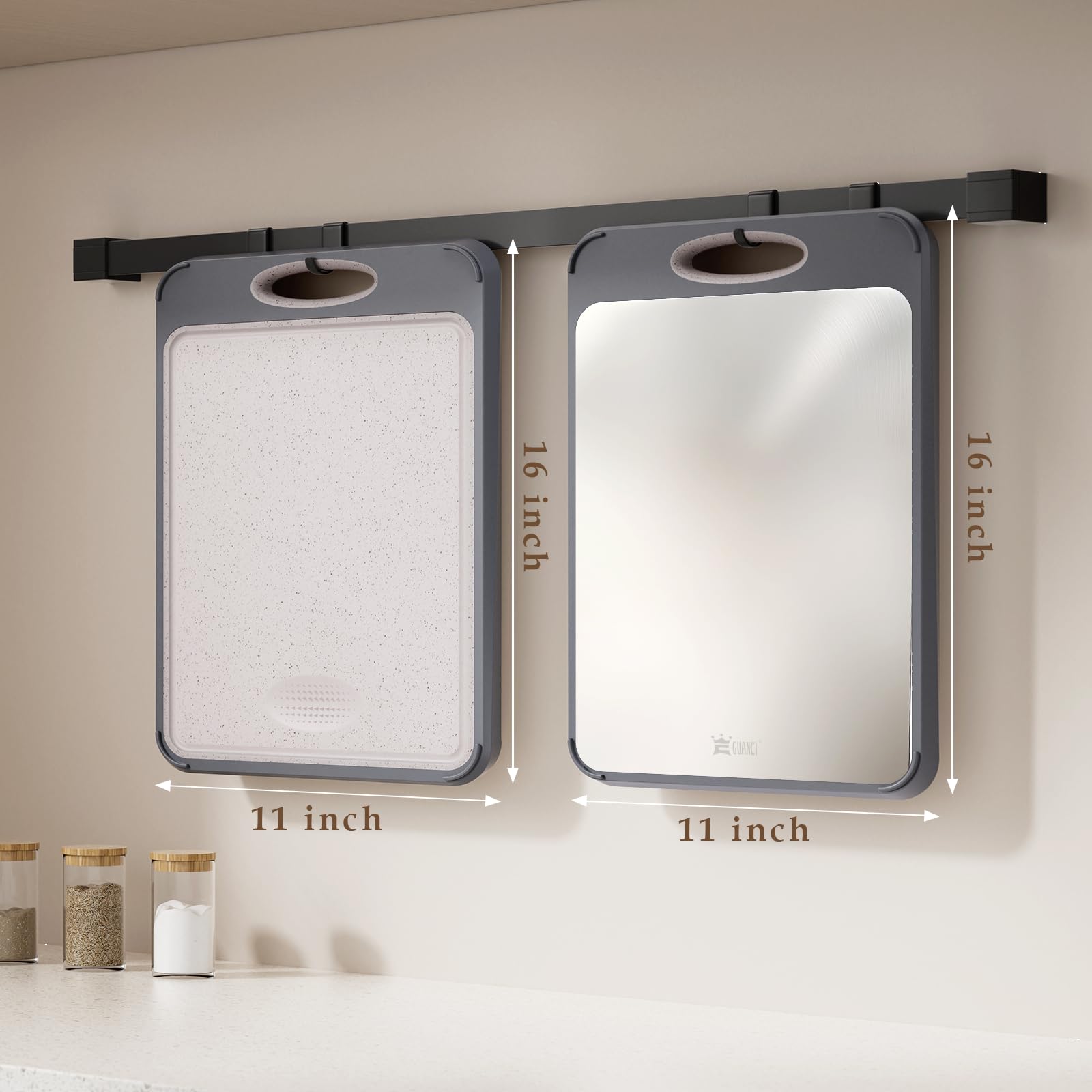 GUANCI cutting board easy-clean surfaces simplify post-use rinse and dry.