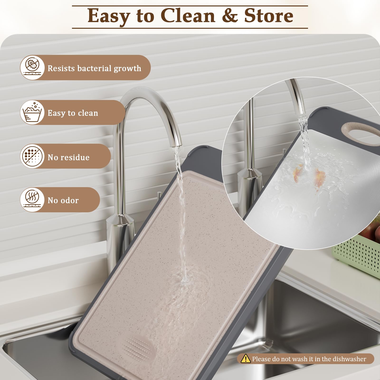 GUANCI cutting board round hanging hole for convenient storage.