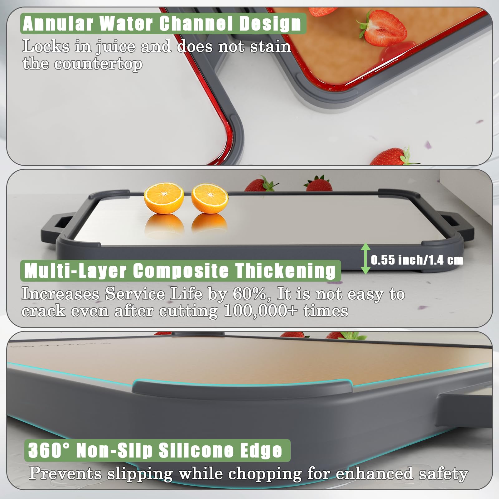 GUANCI silicone-edged design prevents slipping during use.