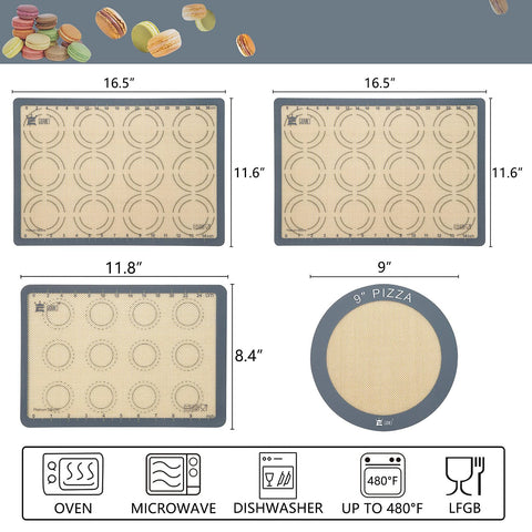 GUANCI silicone baking mat double-thick 0.7mm for durability.