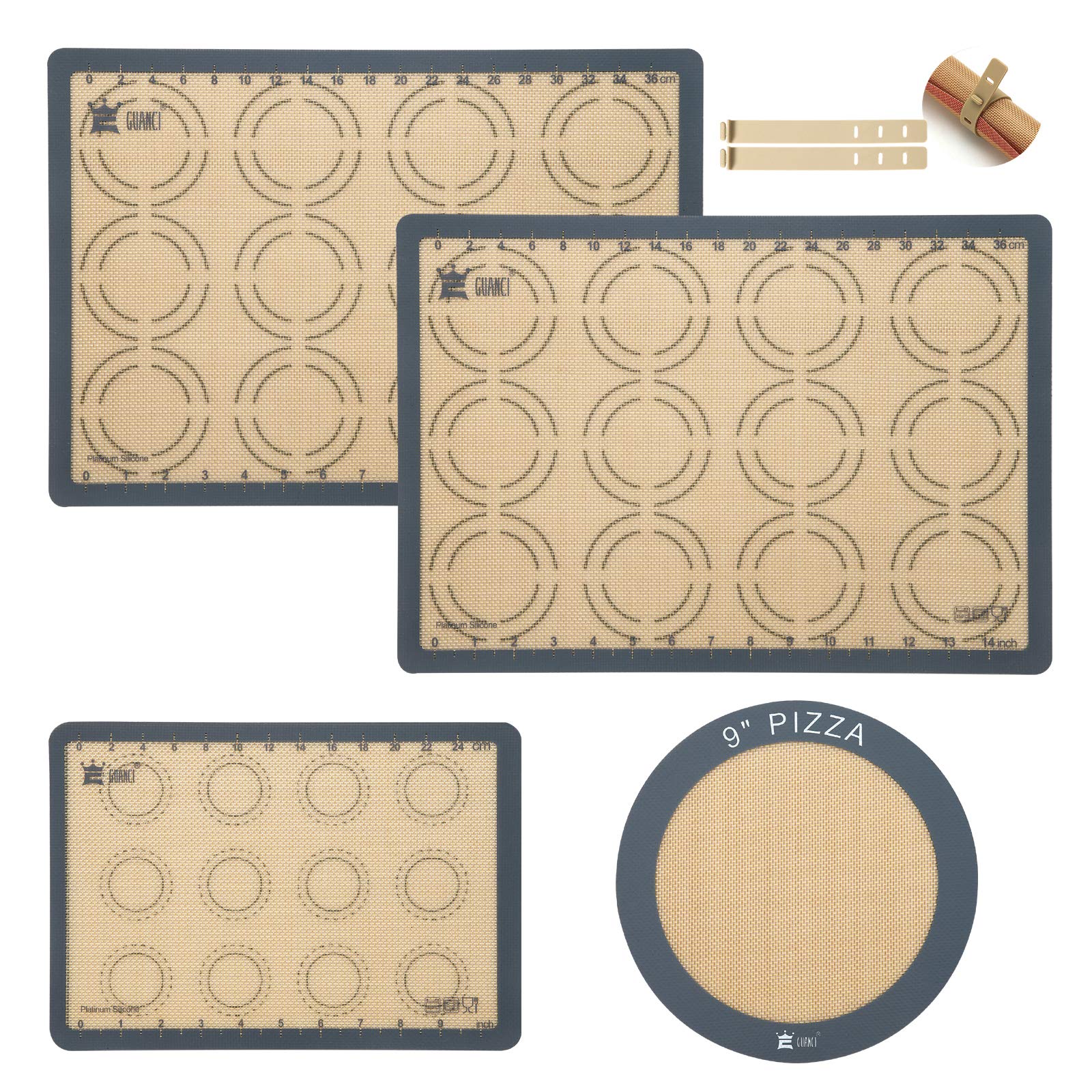 GUANCI silicone baking mat rolling macarons 16-1/2 x 11-5/8 inches for easy release.