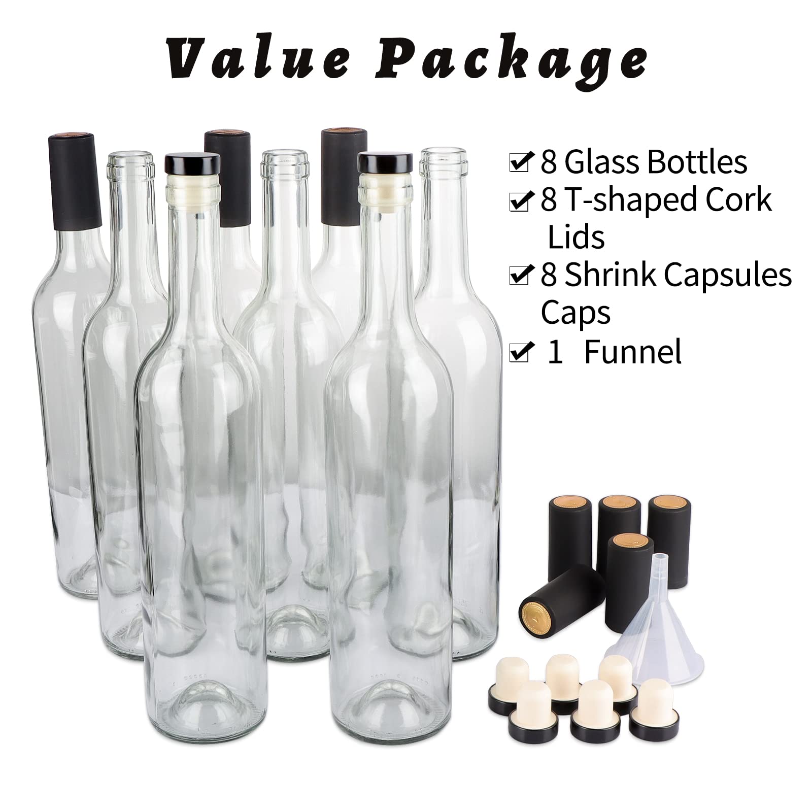 GUANENA elegant straight-tall glass bottles for easy handling.