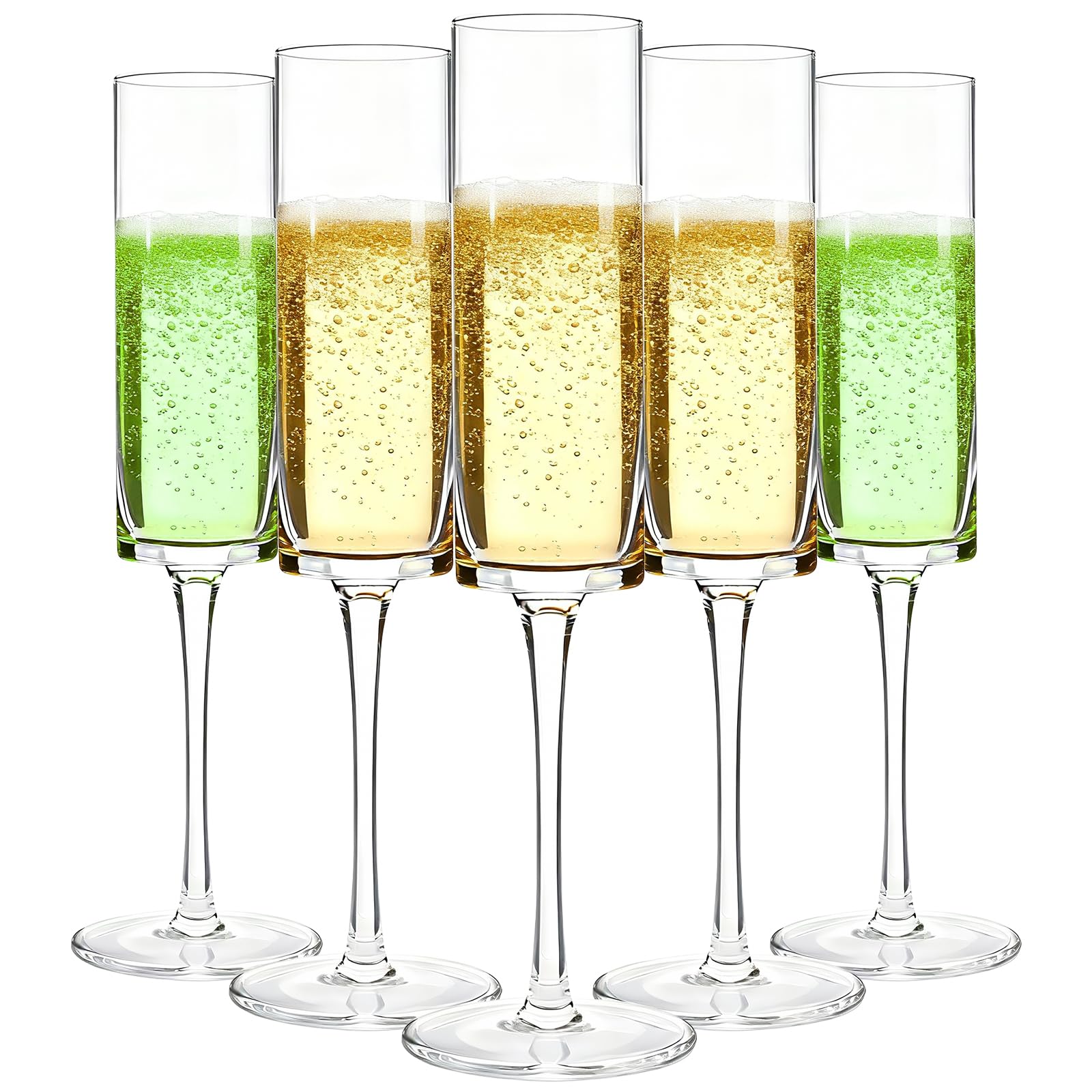 GuanQiao 12-pack plastic champagne flutes with 6oz capacity for elegant, spill-resistant celebrations.