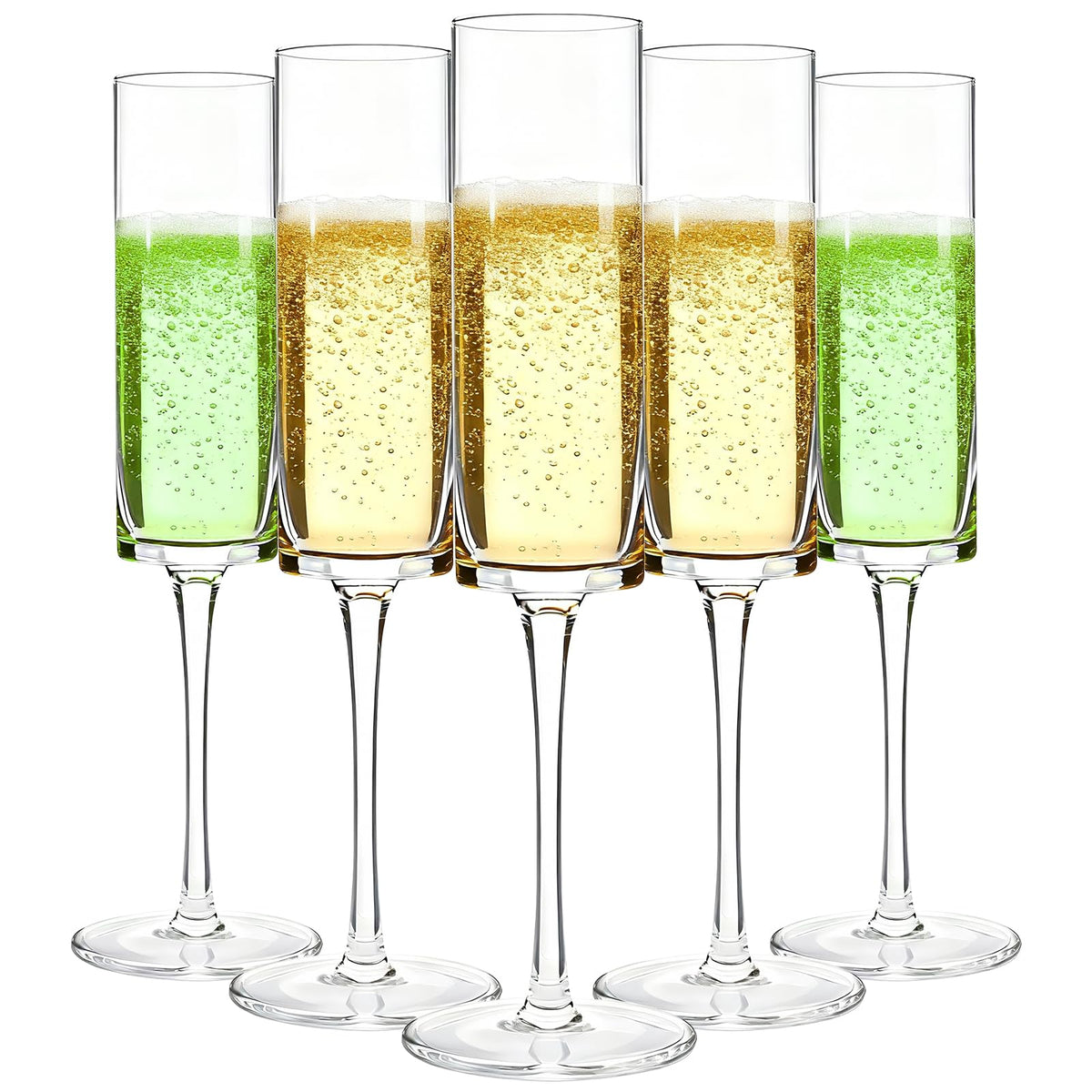 GuanQiao 12-pack plastic champagne flutes with 6oz capacity for elegant, spill-resistant celebrations.