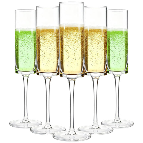 GuanQiao 12-pack plastic champagne flutes with 6oz capacity for elegant, spill-resistant celebrations.