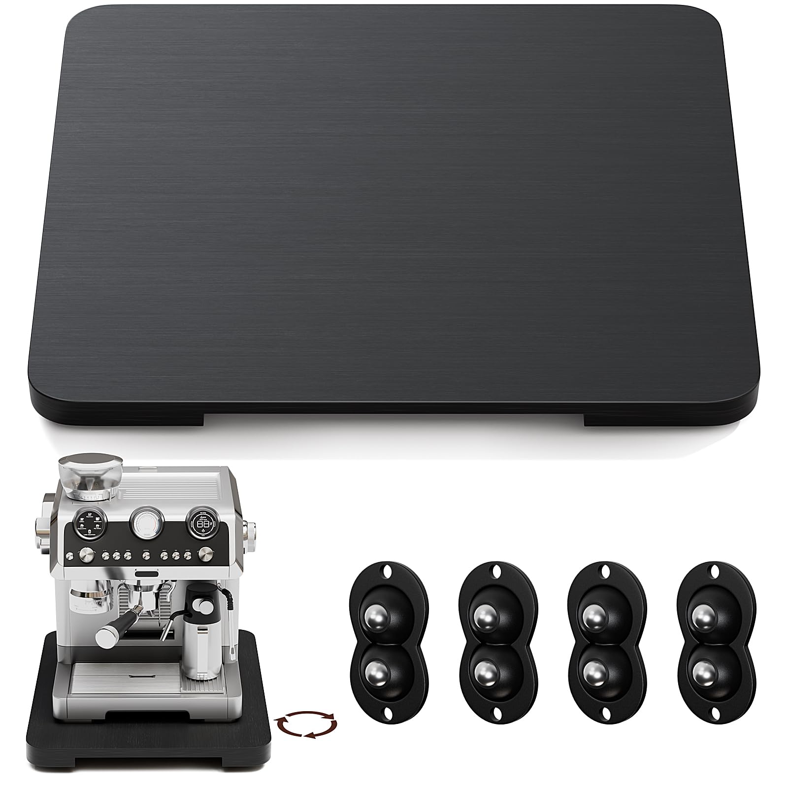 GuanQiao 360° rotation slider on kitchen counter enabling easy repositioning of a coffee maker