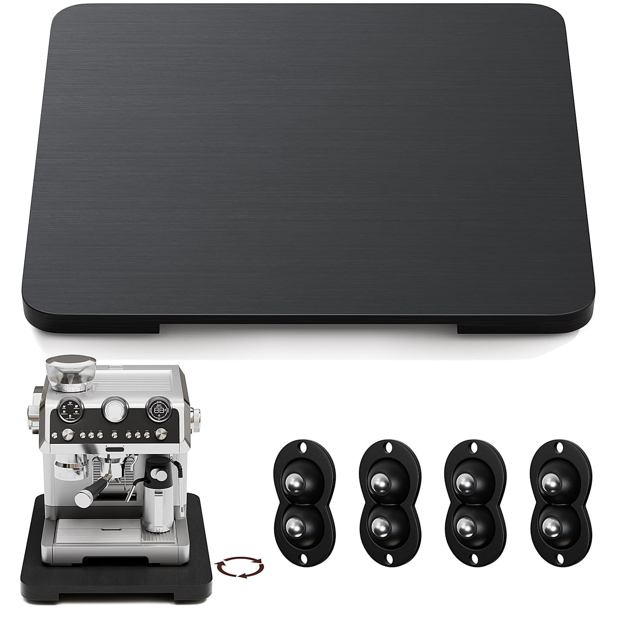 GuanQiao 360° rotation slider on kitchen counter enabling easy repositioning of a coffee maker