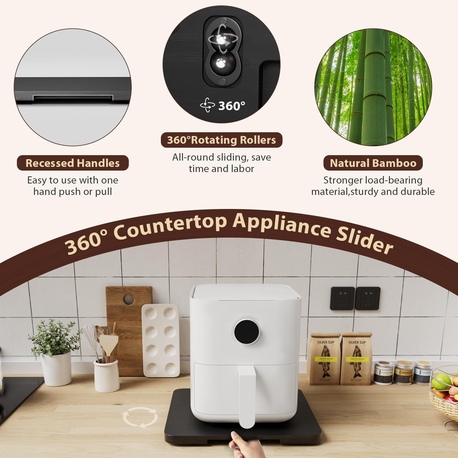 GuanQiao appliance slider pulls out a coffee maker from under cabinet