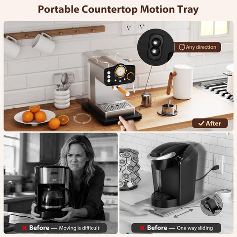 GuanQiao black counter tray fits espresso machines and tall appliances