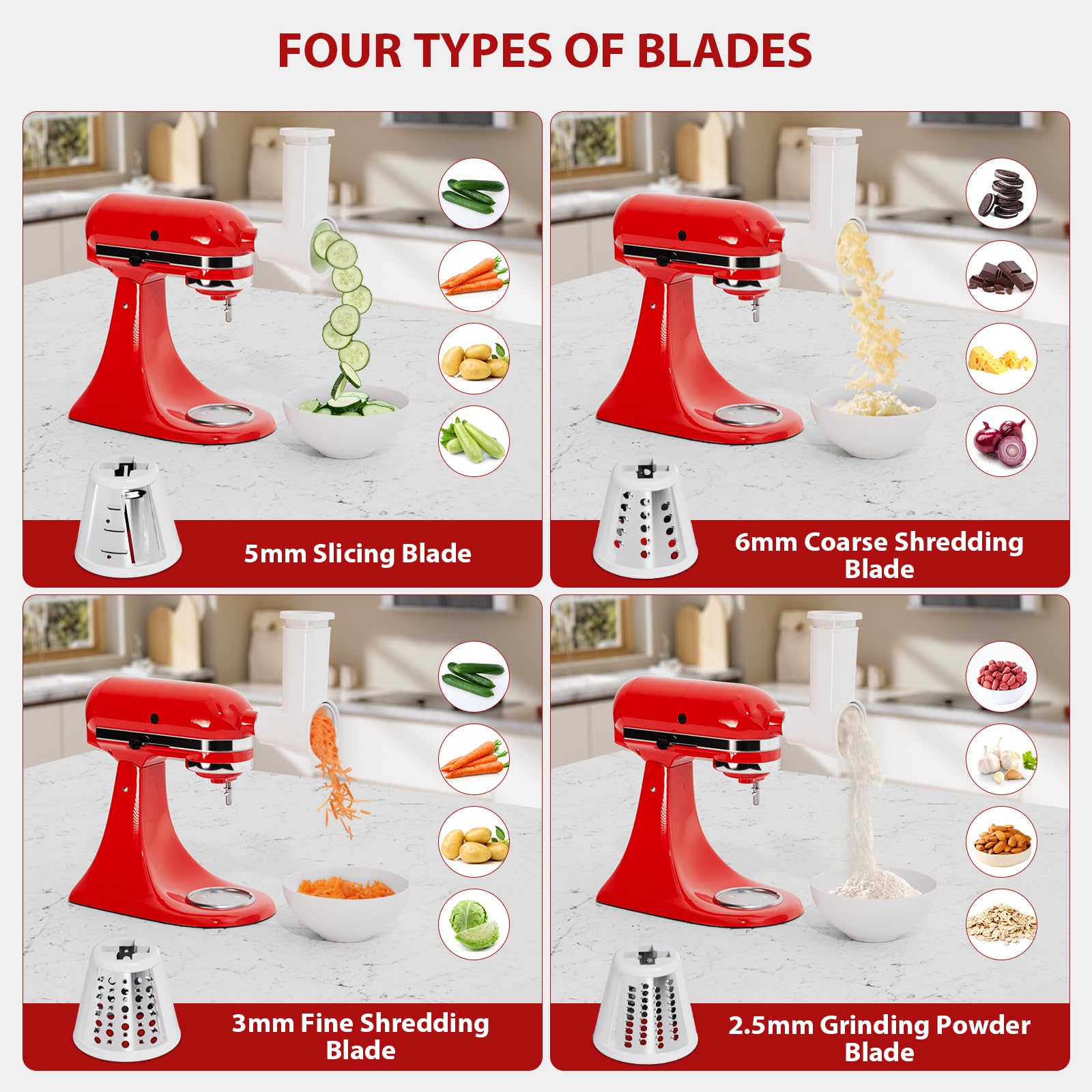 GuanQiao cheese grater attachment grates cheese and more with four blade options