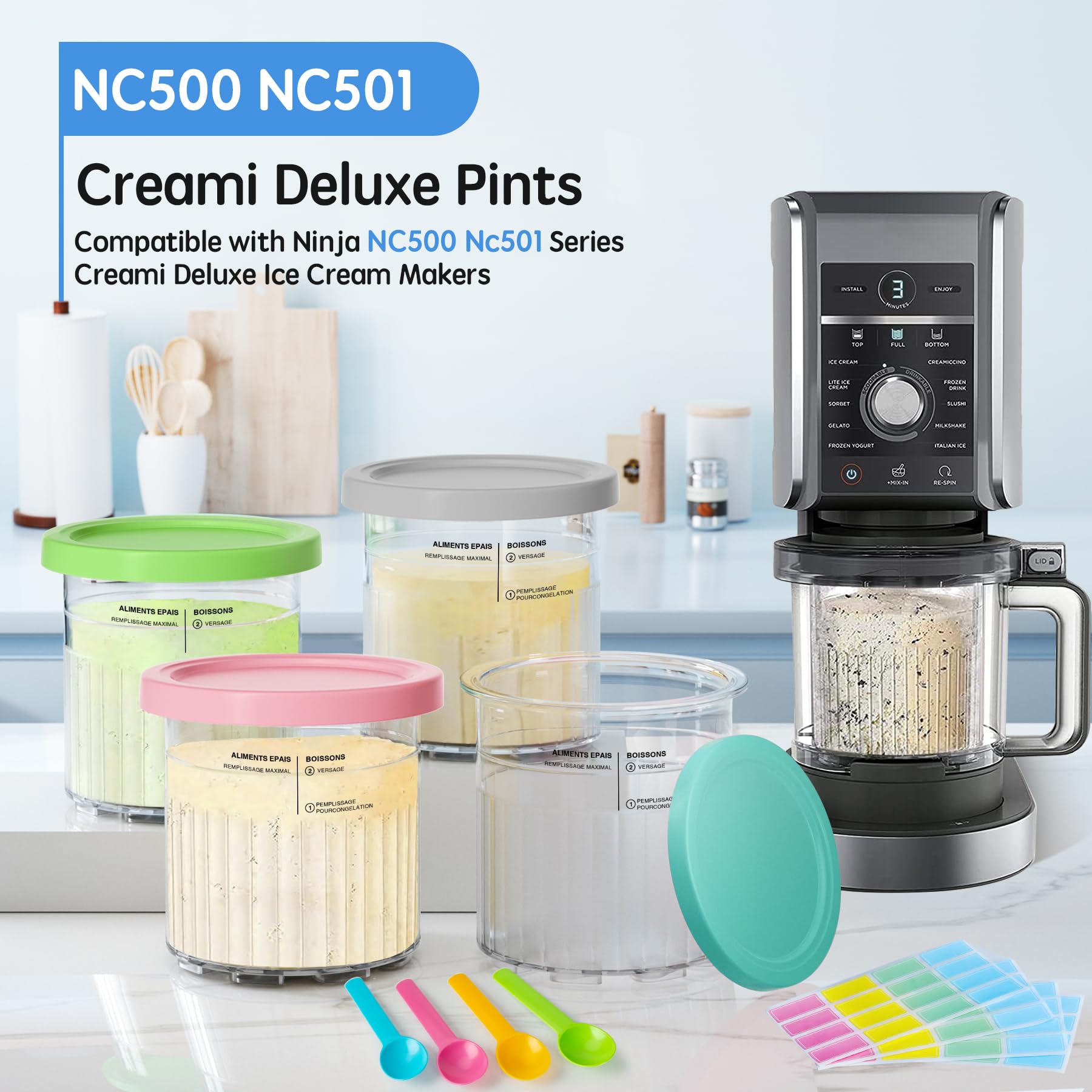 GuanQiao colored lids in pink blue green grey for flavor labeling