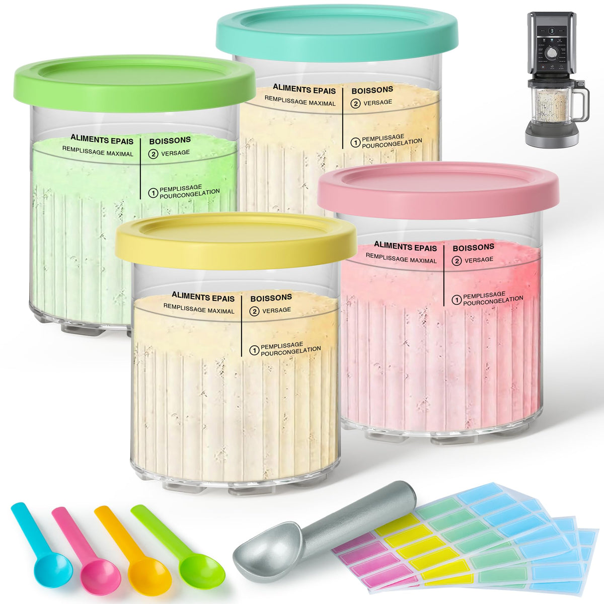 GuanQiao Creami Deluxe pint with red lid for quick flavor identification.