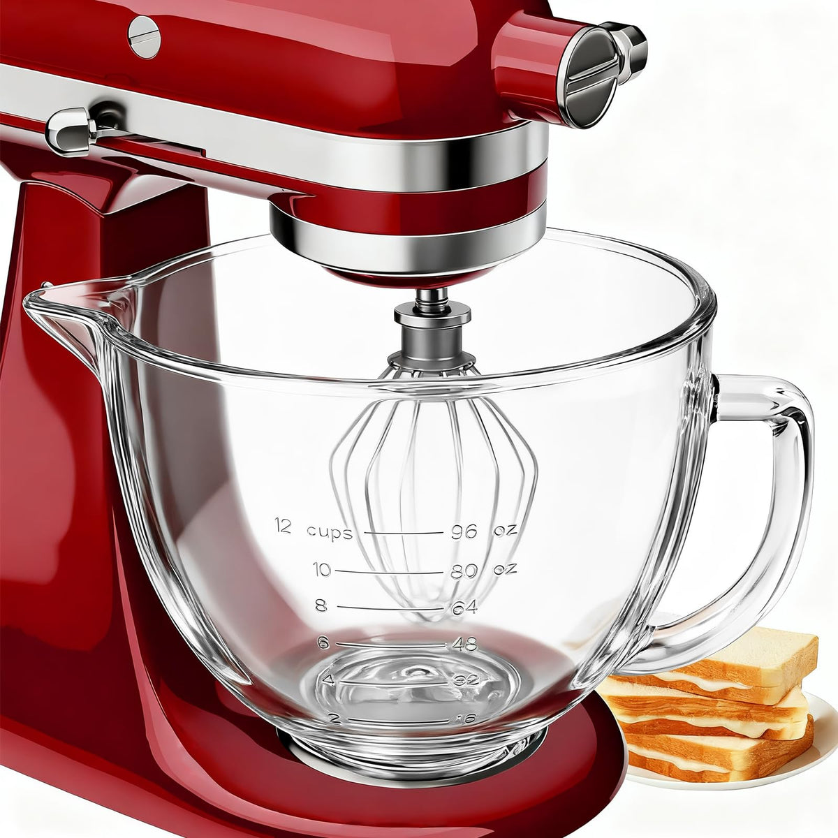 GuanQiao double-layer glass bowl for tilt-head mixers, sturdy and reliable.