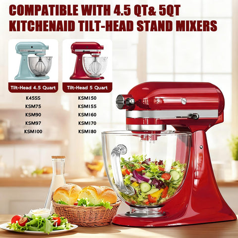GuanQiao 5Qt glass mixing bowl with measurement markings for precise additions.