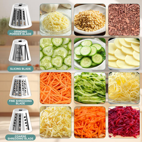 GuanQiao large feed tube makes loading whole vegetables effortless.