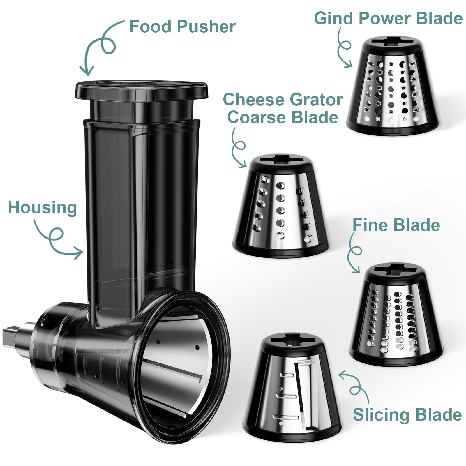 Large feed tube on GuanQiao attachment enabling faster batch processing