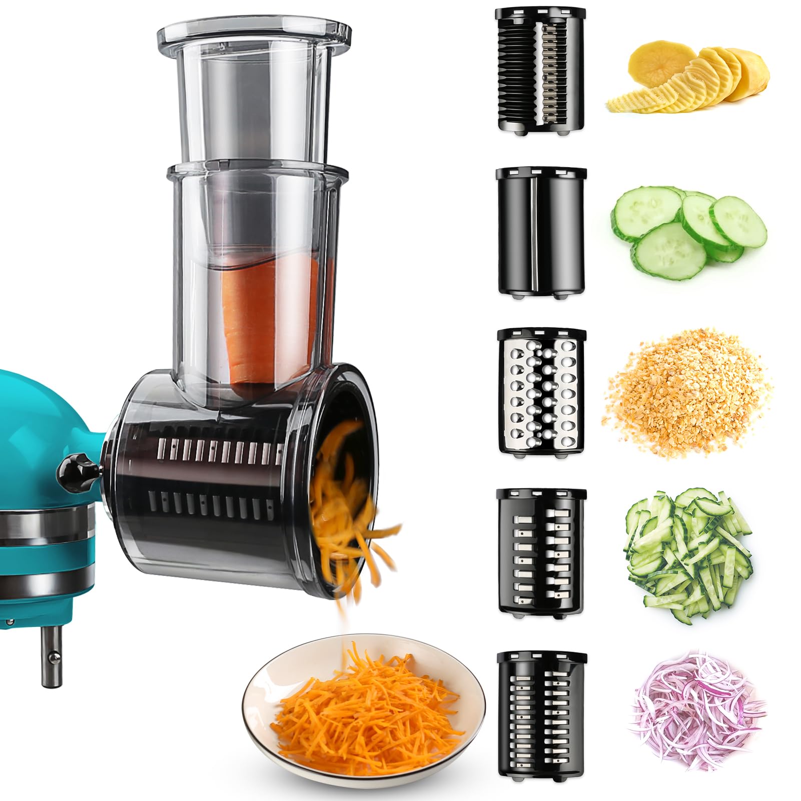 GuanQiao slicer attachment on KitchenAid for precise even slices.