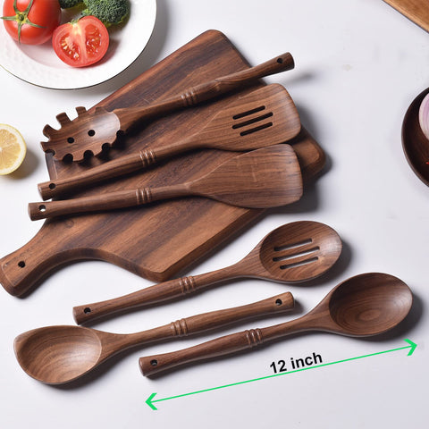 Gudamaye 12-inch cooking spoon in black walnut with comfortable grip and heat distance