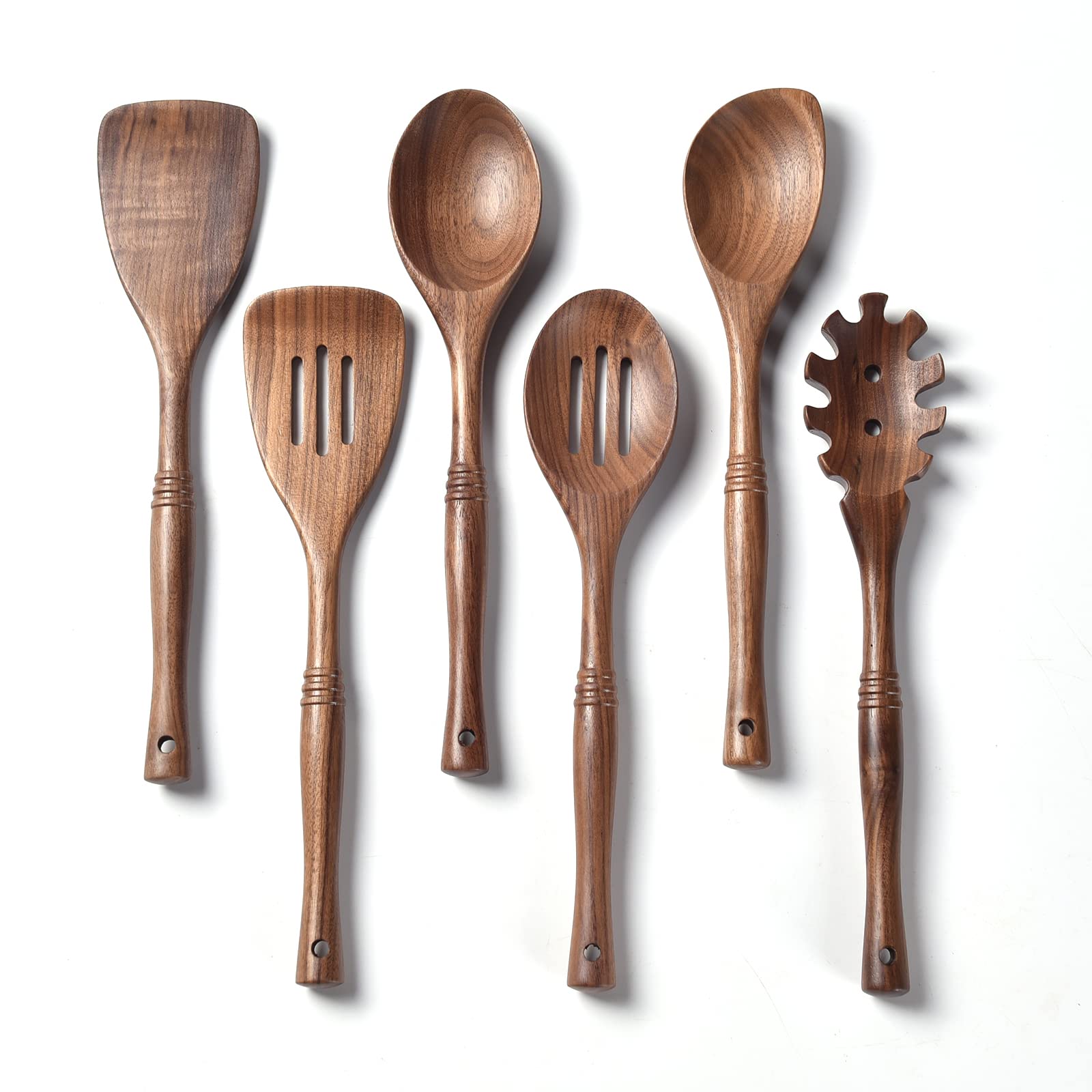 Gudamaye 12-inch corner spoon in black walnut for precise stirring without scratching