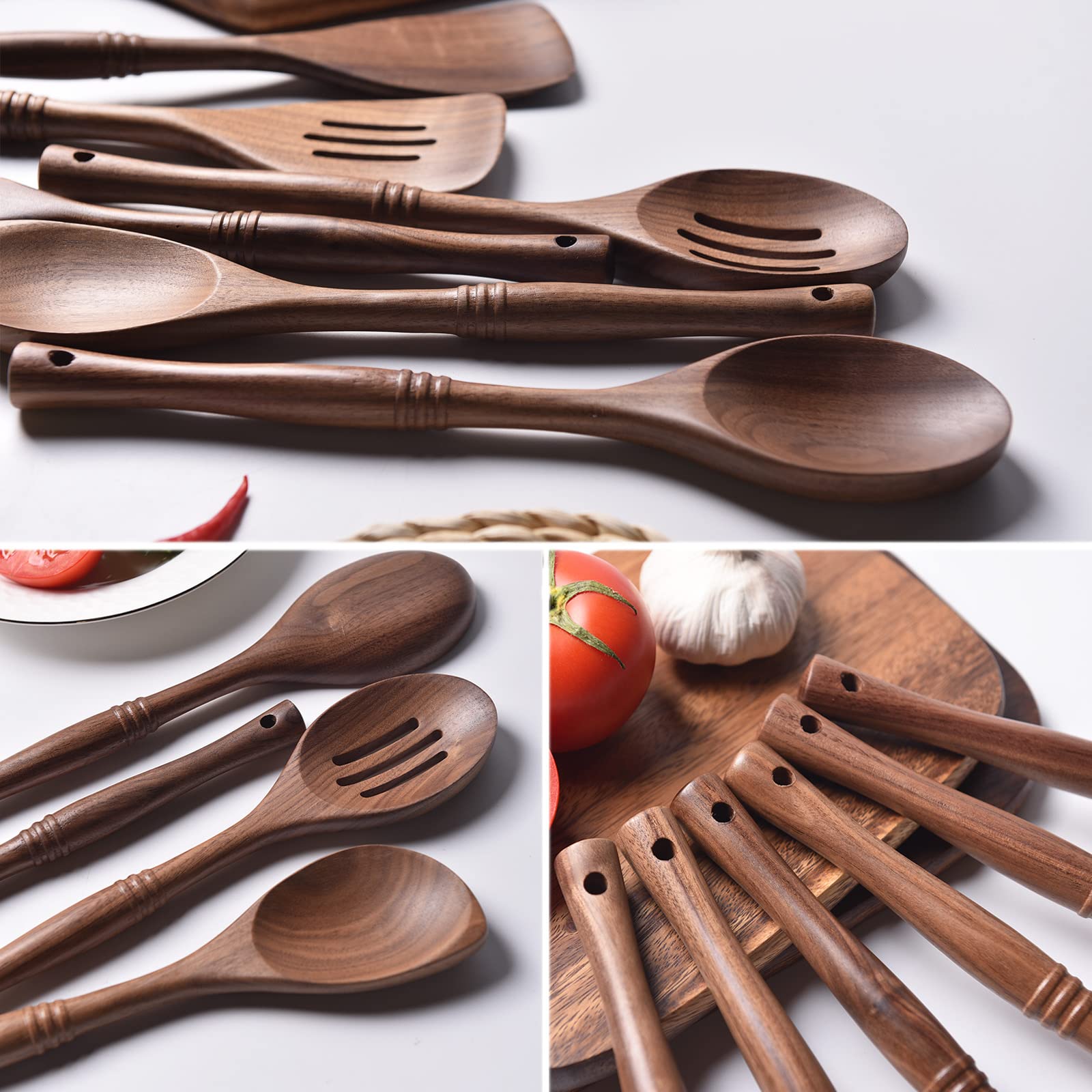 Gudamaye wooden utensil set in black walnut for daily kitchen use and durability