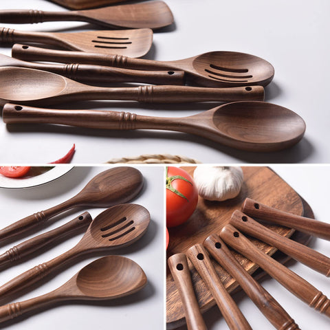 Gudamaye wooden utensil set in black walnut for daily kitchen use and durability