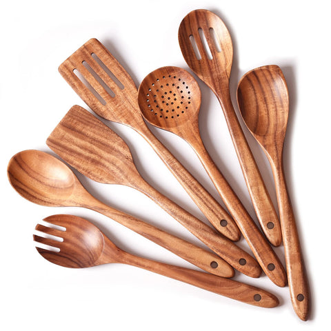 Gudamaye 13-inch wooden spoon with smooth teak finish for gentle stirring