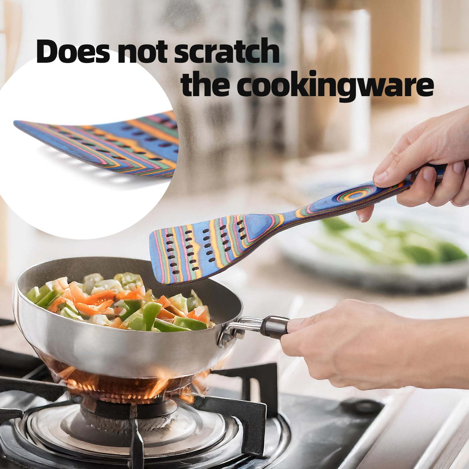 Gudamaye nonstick-safe utensils protecting cookware while stirring