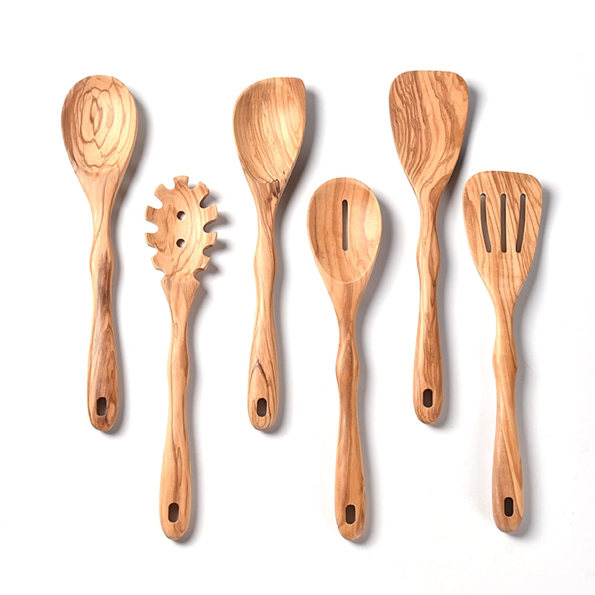 Gudamaye 12-inch olive wood utensils set, smooth finish for easy stirring