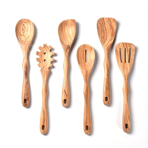 Gudamaye 12-inch olive wood utensils set, smooth finish for easy stirring