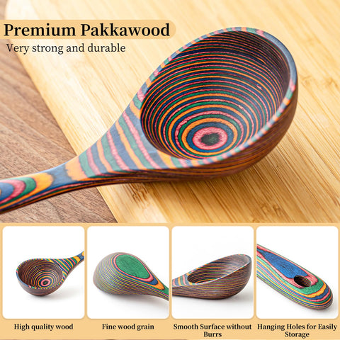 Gudamaye pakkawood ladle protects nonstick pans from scratches.
