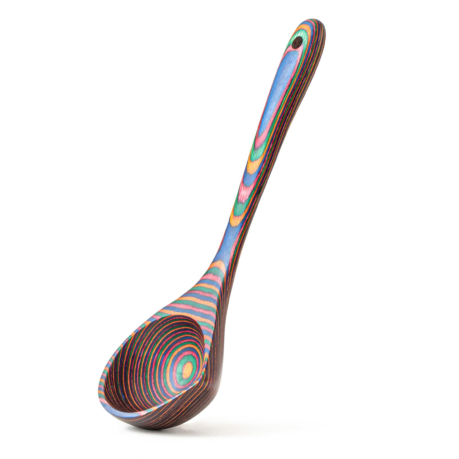 Gudamaye Pakkawood Rainbow deep soup ladle with spout for easy pouring