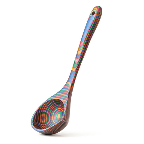 Gudamaye Pakkawood Rainbow deep soup ladle with spout for easy pouring
