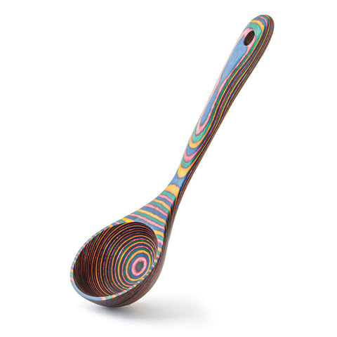 Gudamaye pakkawood rainbow deep soup ladle with durable finish.