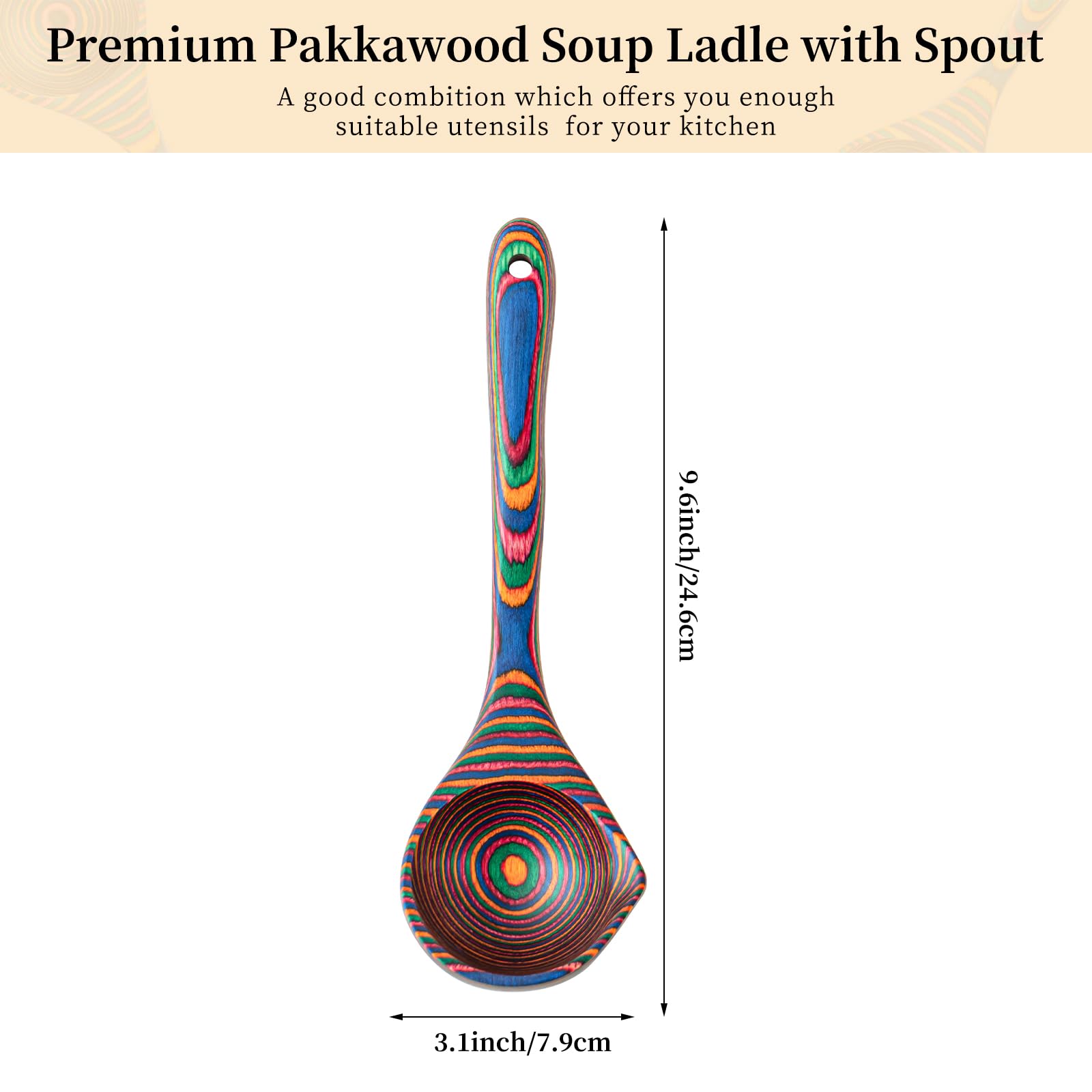 Gudamaye rainbow ladle handle grip in action during serving