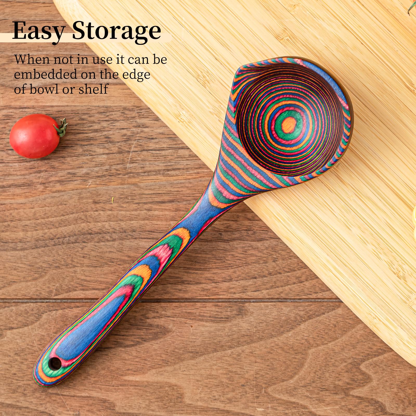 9.6-inch Gudamaye rainbow ladle ideal for soups and stews