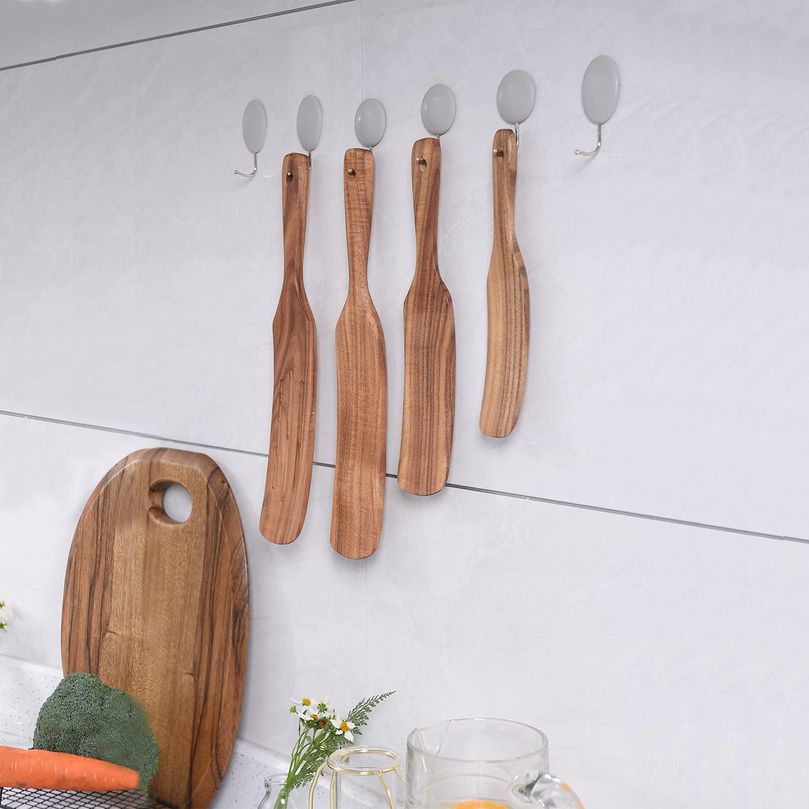 Gudamaye wooden spurtles with hanging hole help organize the kitchen