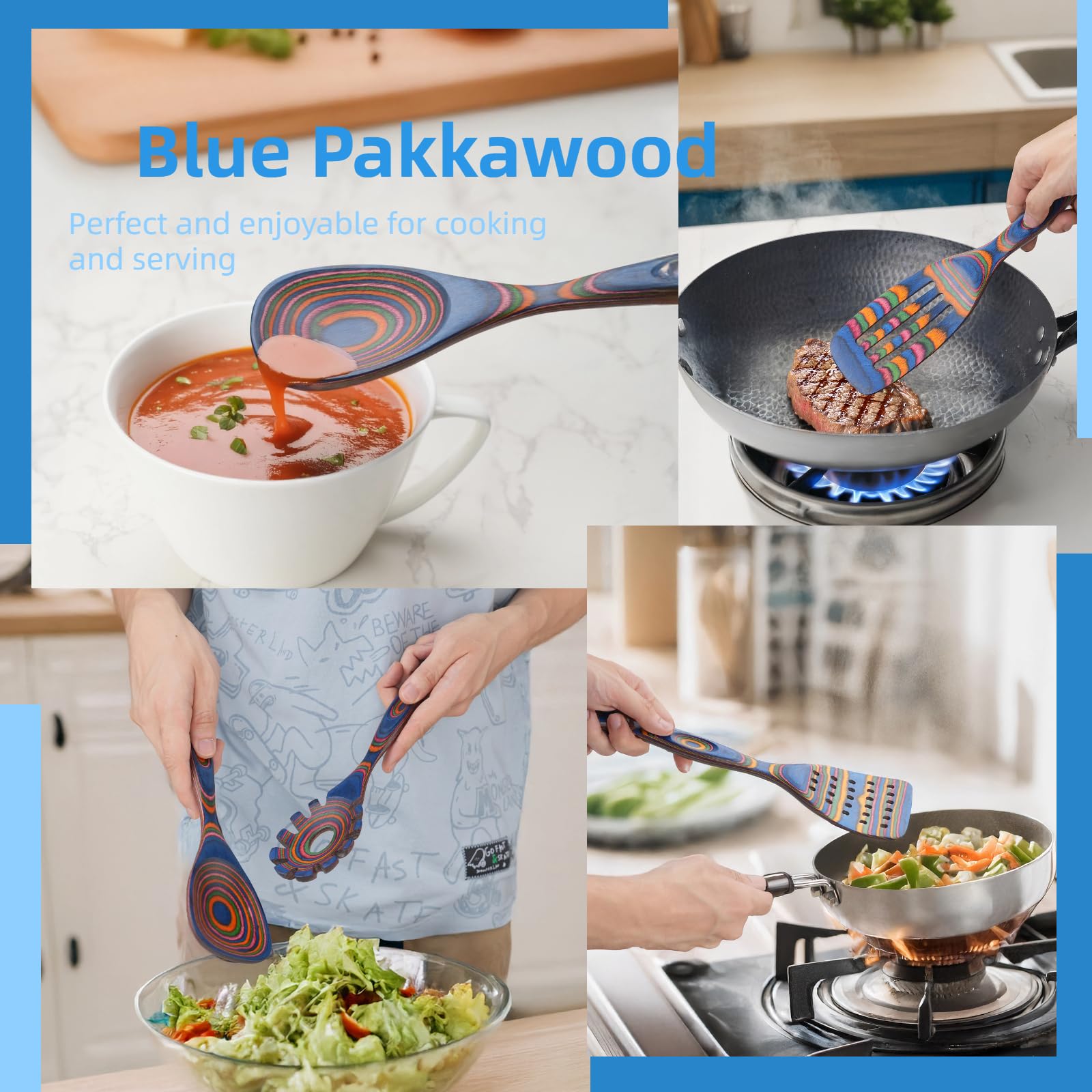 Gudamaye wooden spoons with ergonomic handles to reduce wrist strain