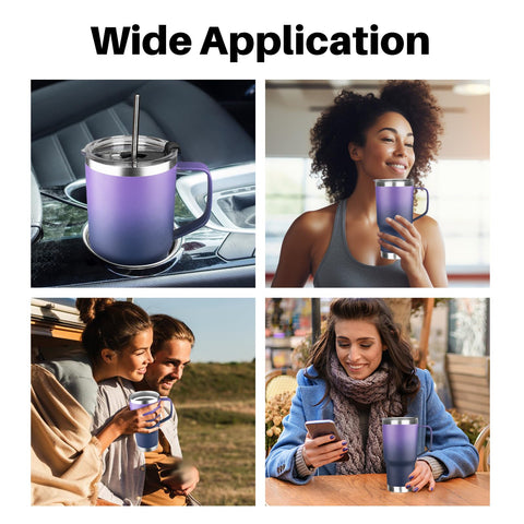 GUDEMAO tumbler with comfortable handle fits most car cup holders