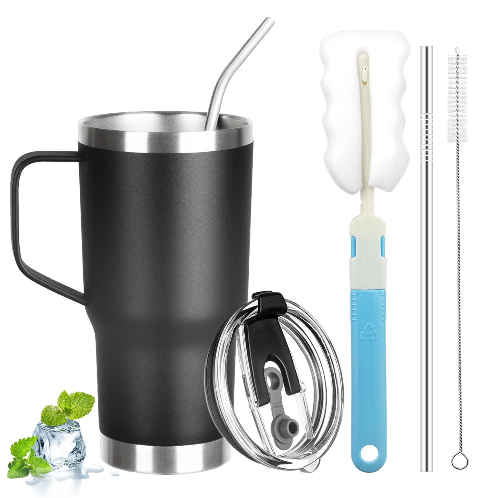 GUDEMAO 20oz tumbler with handle provides easy grip for on-the-go hydration.