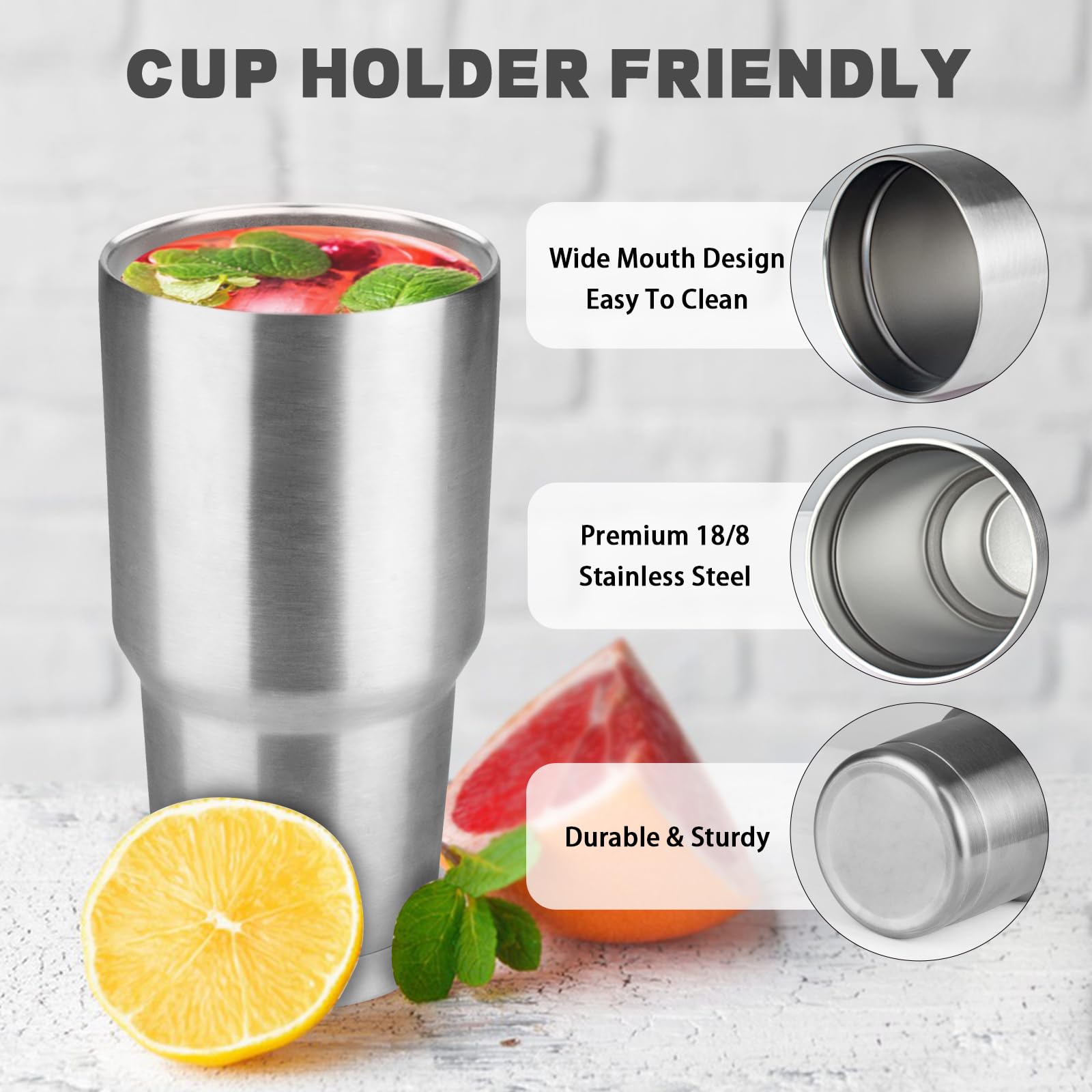 GUDEMAO tumbler interior is stainless steel, ensuring clean flavor and easy cleaning.
