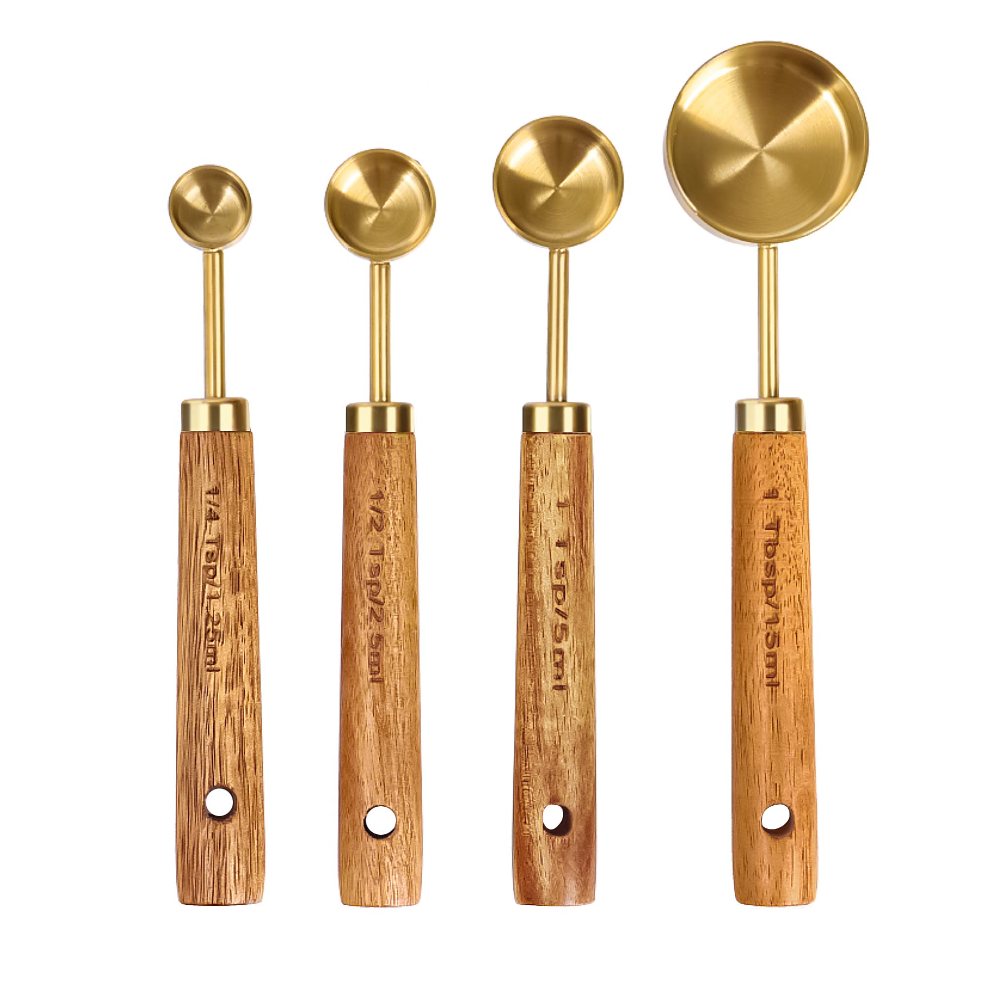 GuDoQi engraved markings on cups and spoons enable quick US and metric conversions.