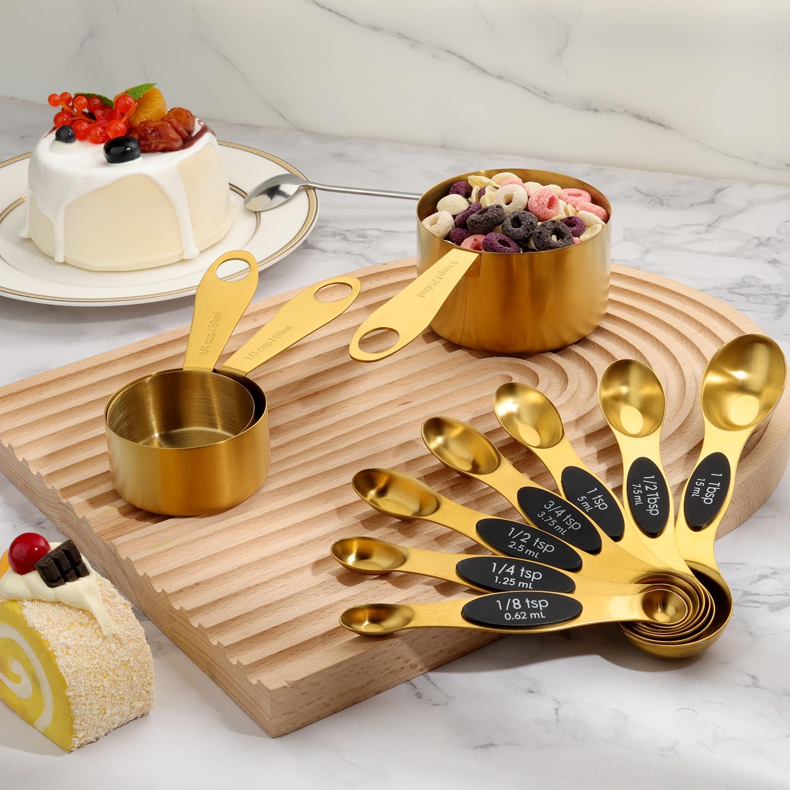 GuDoQi gold cups nest neatly for compact kitchen storage.