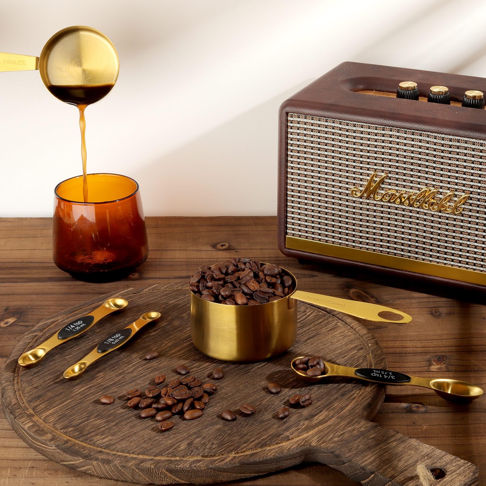 GuDoQi gold measuring set covers both dry and liquid needs for cooks.