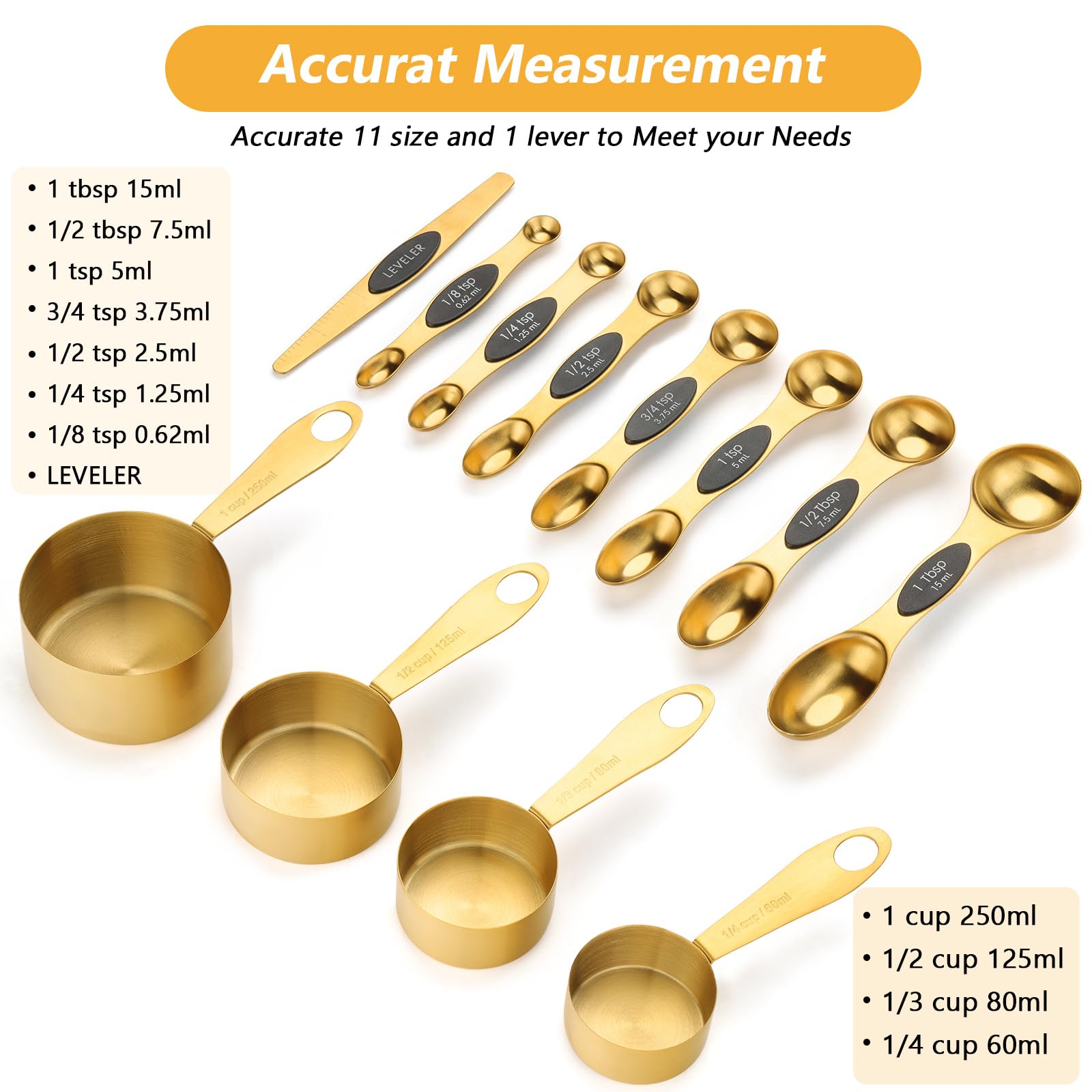 GuDoQi gold spoons with engraved markings for quick, accurate measures.