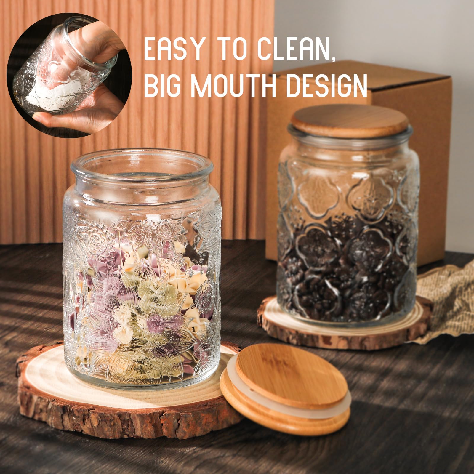 GUEQUITLEX 24oz jar stores nuts, candies, or tea with easy access and tidy storage.