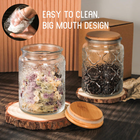 GUEQUITLEX 24oz jar stores nuts, candies, or tea with easy access and tidy storage.