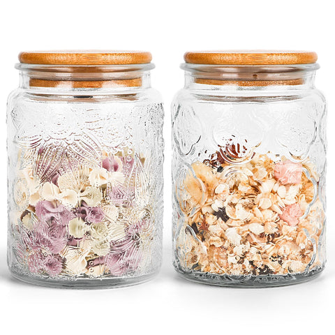 GUEQUITLEX vintage glass jar 24oz shows contents clearly for quick pantry organization.
